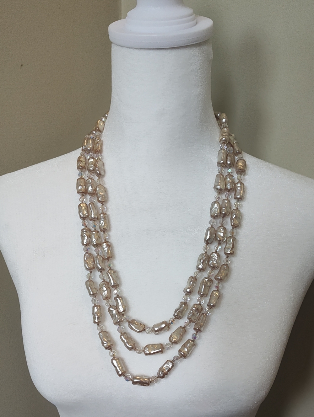 Vogue Multi-Strand Champagne Imitation Pearl Necklace